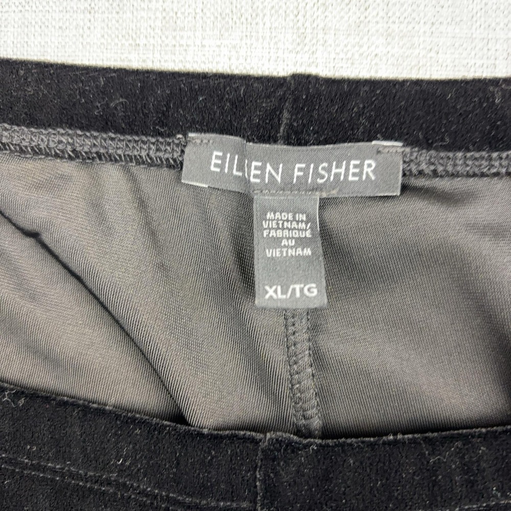 Eileen Fisher Velour Leggings Womens XL Black Ankle Stretch Velvet - Picture 3 of 9